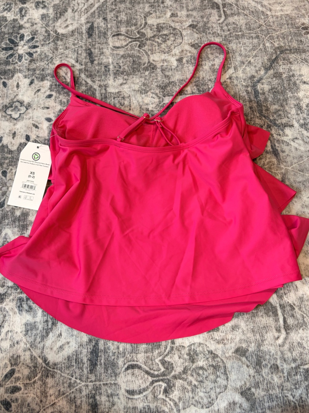 Time and Tru Hot Pink Ruffle Tankini Top - Picture 3 of 3